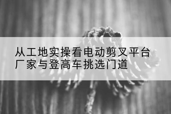 渝中区电动剪叉升降平台厂家-从工地实操看电动剪叉平台厂家与登高车挑选门道